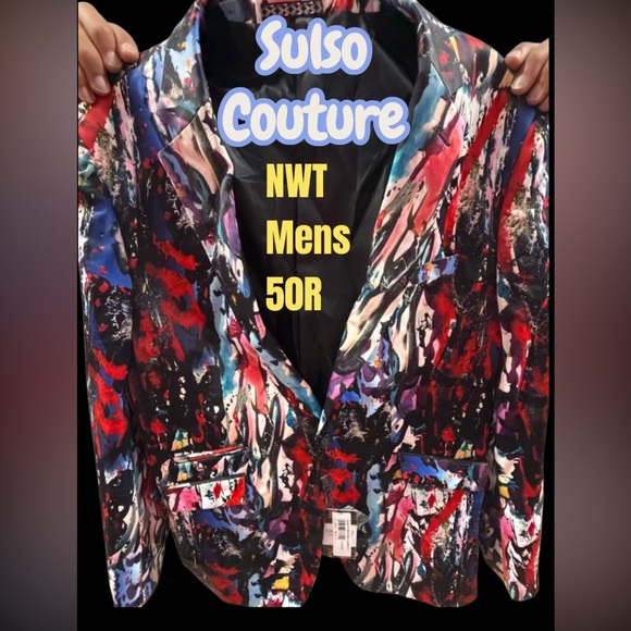 Other - NWT Sulso Couture Multicolor Abstract Men's Blazer